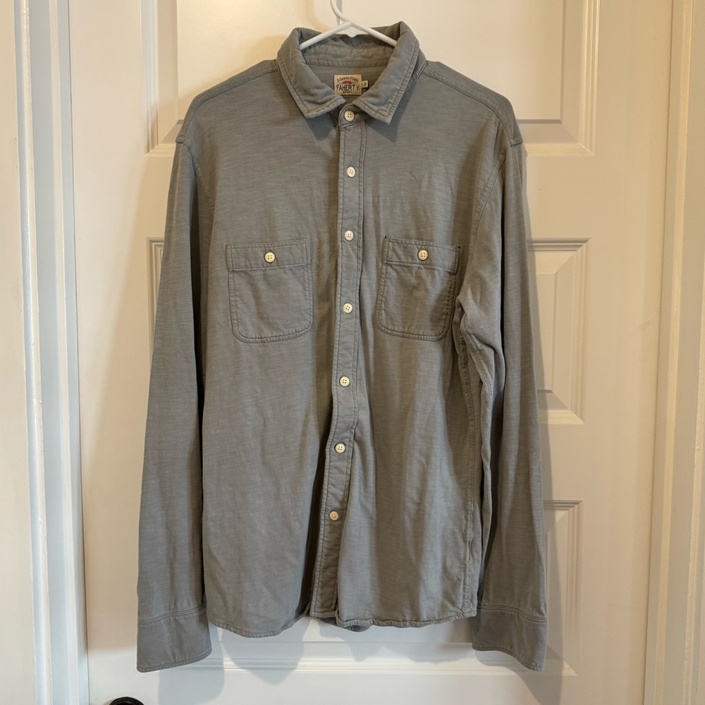 Men’s Faherty Knit Seasons Shirt, Gray, size L